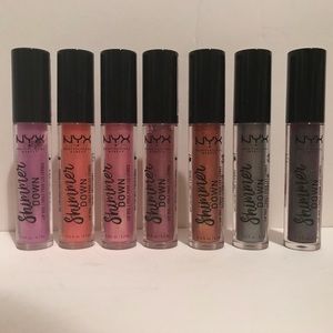 NYX Shimmer Down Lip Veil Liquid Lipstick Lot Of 7